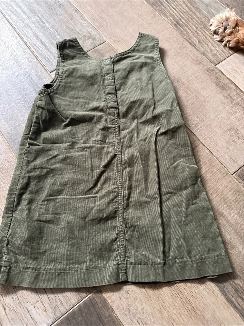 Baby Gap green corduroy overall dress with heart pocket